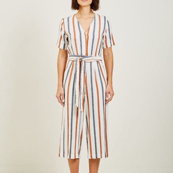 Trovata Pants - Trovata Birds of Paradis Bella Stripe Crop Jumpsuit